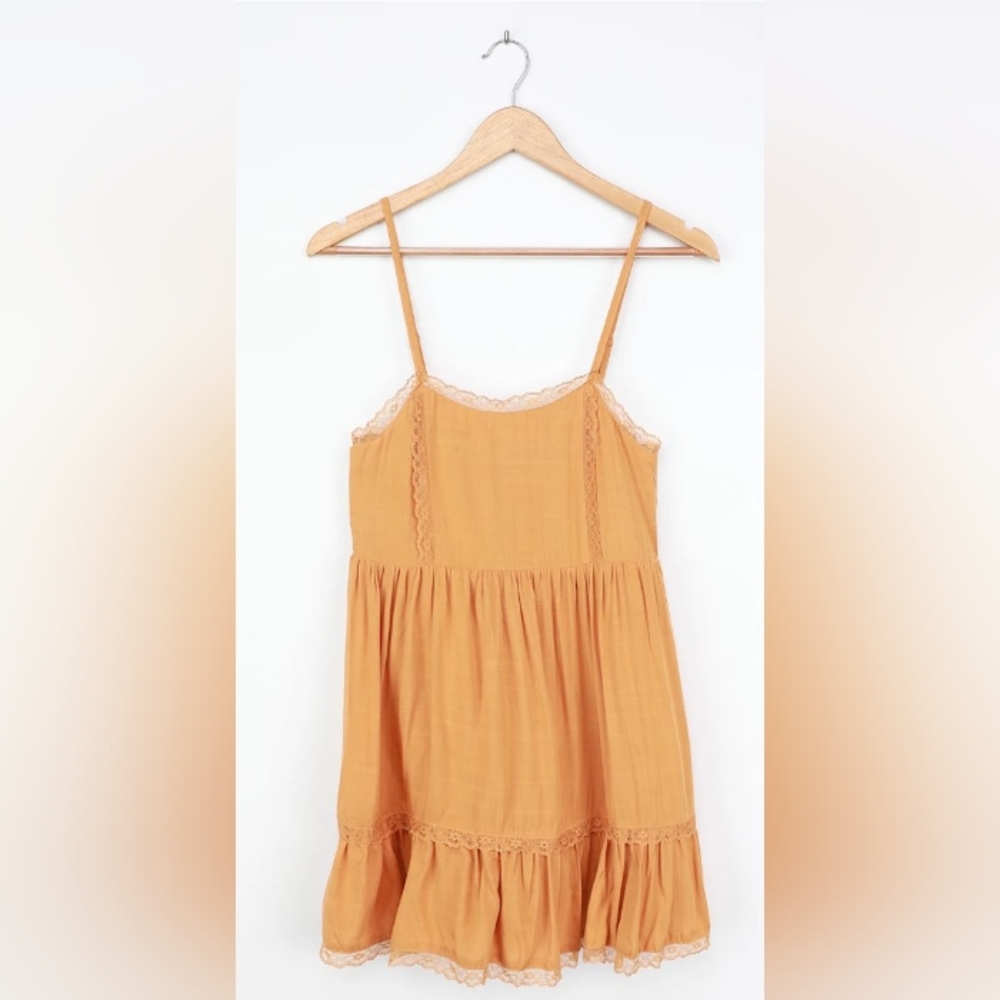 My Sweet One Golden Yellow Lace Babydoll Mini Dress By Lulus